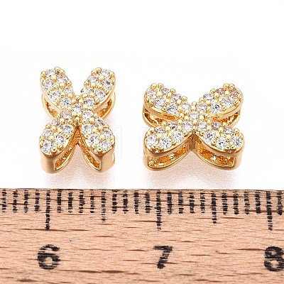 Brass Micro Pave Clear Cubic Zirconia Beads KK-T071-17G-X-1