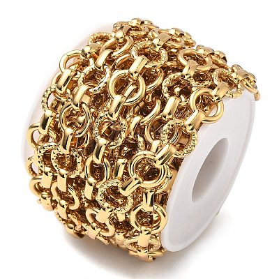 304 Stainless Steel Textured Ring Link Chains CHS-K023-11A-G-1