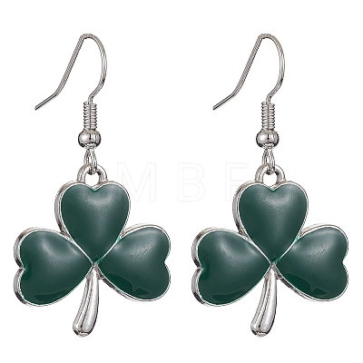 3 Pair 3 Style Saint Patrick's Day Alloy Enamel Dangle Earrings with Brass Pins for Women EJEW-JE05347-1