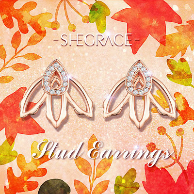 SHEGRACE 925 Sterling Silver Rose Gold Plated Stud Earrings JE668B-1