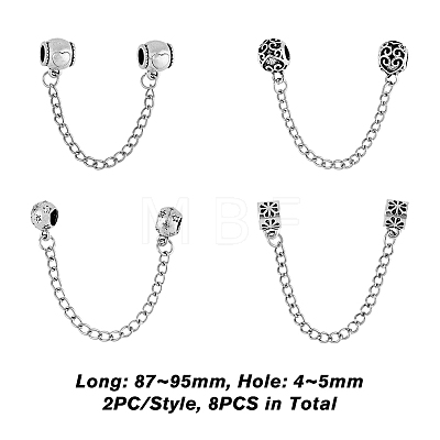 8Pcs 4 Styles Zinc Alloy European Beads FIND-FH0005-68-1