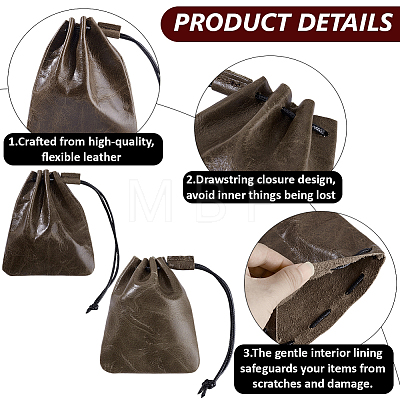 2Pcs 2 Styles Cowhide Jewelry Cosmetics Storage Bag ABAG-BBC0001-37-1