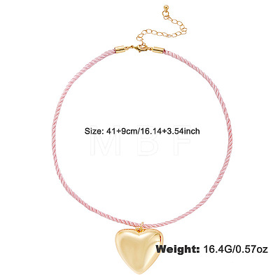 Brass Heart Pendant Twisted Nylon Cord Necklaces for Women WG15220-01-1