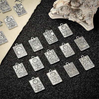 50Pcs 5 Styles Tibetan Style Alloy Pendants TIBEP-CJ0002-03-1