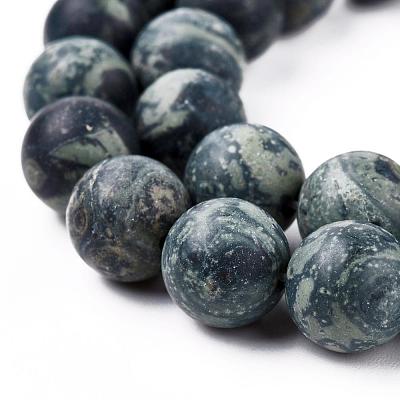 Frosted Natural Kambaba Jasper Beads Strands G-M272-14-6mm-1