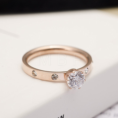 201 Stainless Steel Rhinestone Finger Rings for Women FS-WGA8964-01-1