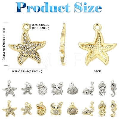 16Pcs 2 Colors 8 Styles Alloy Crystal Rhinestone Pendants FIND-YW0012-53-1