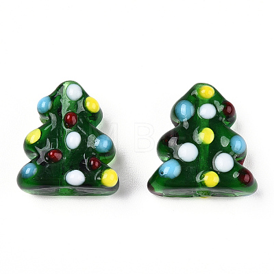 Christmas Themed Handmade Lampwork Beads XMAS-PW0001-213F-1