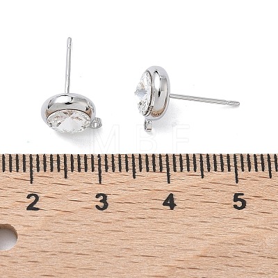 SHEGRACE Brass Rhinestone Flat Round Stud Earring Findings XGR0099P-120P-1
