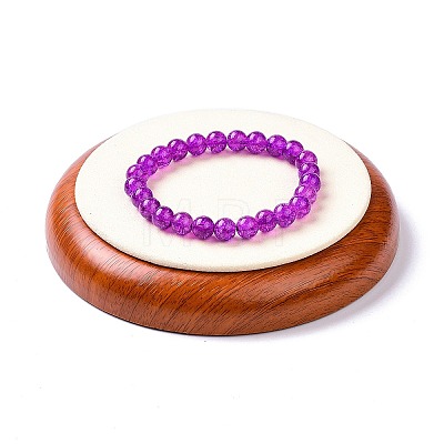 Flat Round Wood Pesentation Jewelry Bracelets Display Tray ODIS-P008-15B-01-1