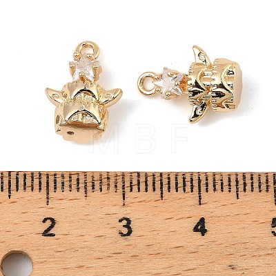 Brass Micro Pave Cubic Zirconia Charms KK-C155-17G-01-1