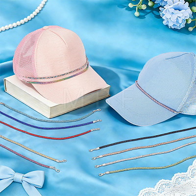12Pcs Platinum Alloy Rhinestone Hat Chains AJEW-NB0009-42-1
