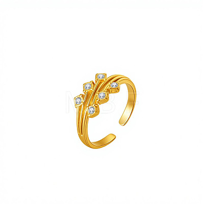 Adjustable 304 Stainless Steel & Crystal Rhinestone Cuff Open Rings for Women WG797F1-01-1