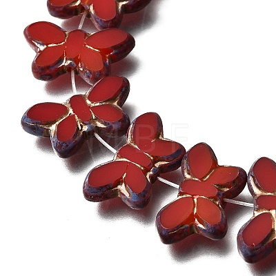Picasso Baking Paint & Golden Metal Enlaced Glass Beads Strands GL-CBA98F0-02B-1