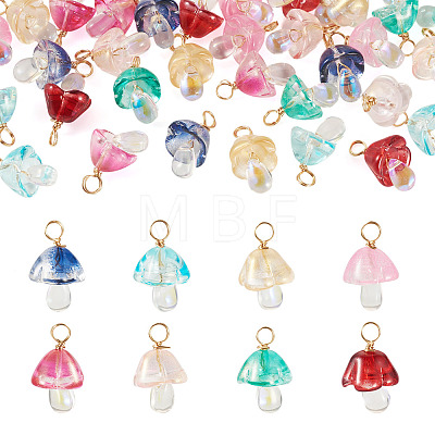 32Pcs 8 Style Glass Pendants PALLOY-TAC0300-1