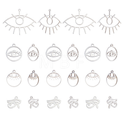 16Pcs 4 Style 201 Stainless Steel Laser Cut Pendants STAS-UN0028-97-1
