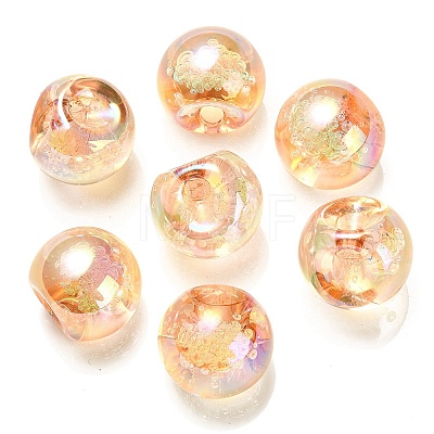 UV Plating Rainbow Iridescent Acrylic Beads X-OACR-G012-04B-1