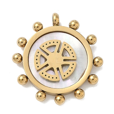 304 Stainless Steel with Synthetic Shell Pendants STAS-G374-02G-1