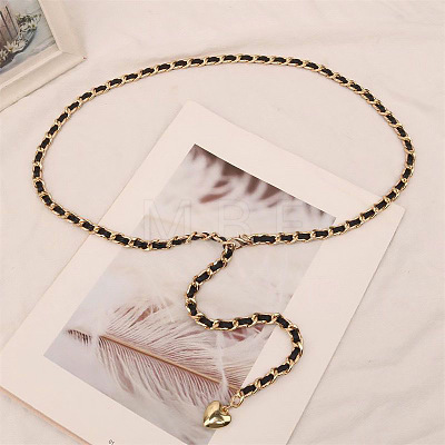 Alloy PU Leather Braided Waist Chains for Woman WGB955C-03-1