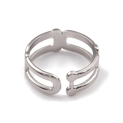 Non-Tarnish 304 Stainless Steel Hollow Out Oval Wrap Open Cuff Rings for Women RJEW-G285-51P-1