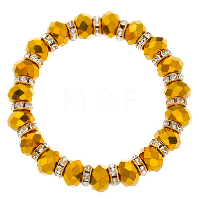 Electroplated Glass Beads Stretch Bracelets PW-WGDFEAE-03-1