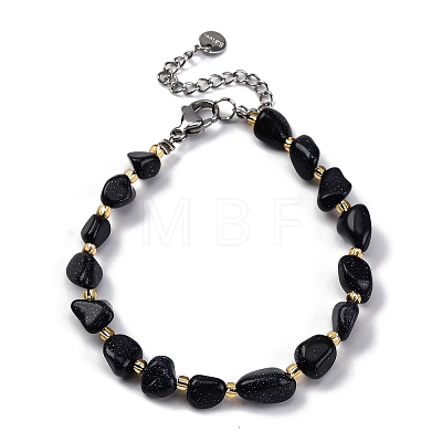 Synthetic Blue Goldstone Beaded Bracelets for Women G-P563-07P-13-1