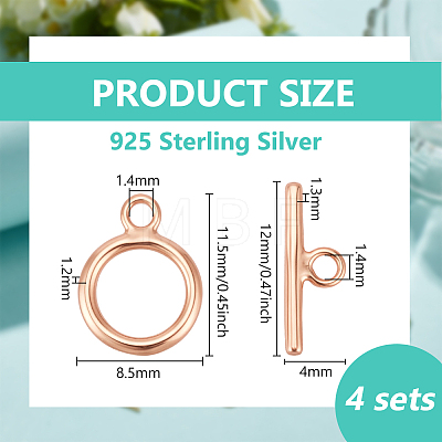 925 Sterling Silver Toggle Clasps STER-BC0004-38RG-1