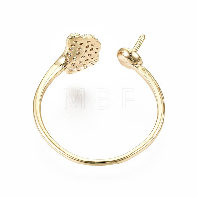 Brass Micro Pave Clear Cubic Zirconia Peg Bails Cuff Finger Ring Settings KK-S356-175G-NF-1