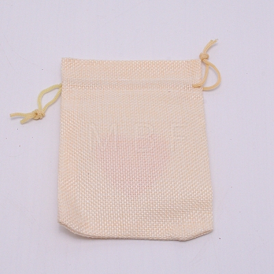 Heart Pattern Burlap Packing Pouches ABAG-TAC0001-06-1