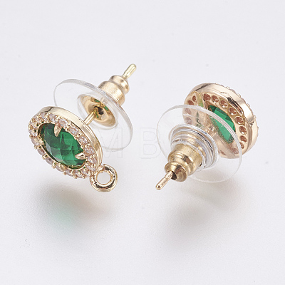 Faceted Glass Stud Earring Findings X-GLAA-F084-B02-1