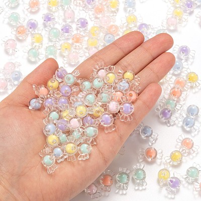 300Pcs 6 Colors Transparent Acrylic Beads TACR-LS0001-06-1