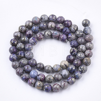 Assembled Natural Bronzite and Synthetic Turquoise Beads Strands G-S329-085C-6mm-1