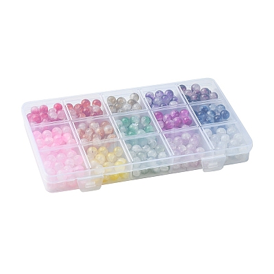 375Pcs 15 Colors Crackle Baking Painted Imitation Jade Glass Beads Sets DGLA-FS0001-06-1