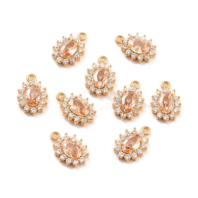 Real 18K Gold Plated Brass Micro Pave Cubic Zirconia Charms ZIRC-Z023-04-NR-1