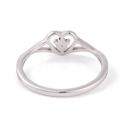 Heart 304 Stainless Steel Finger Ring foe Women RJEW-C086-15-P-1