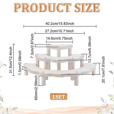 3-Tier Semi-Circle Wood Cupcake Display Risers ODIS-WH0030-89-1