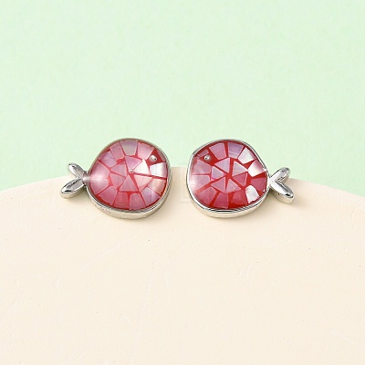 Brass Enamel Fish Stud Earrings EJEW-I322-05P-1