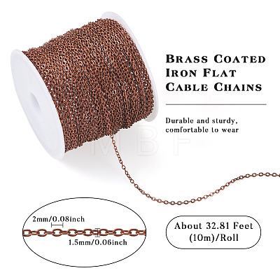 Brass Coated Iron Flat Cable Chains CH-TAC0007-01R-1