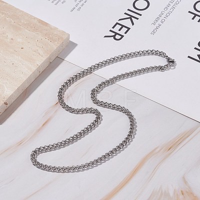 304 Stainless Steel Curb Chains Necklace for Men Women NJEW-JN03846-01-1