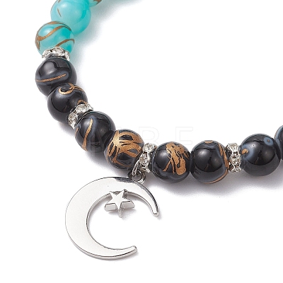 Round Glass Beaded Stretch Bracelets BJEW-JB12647-1