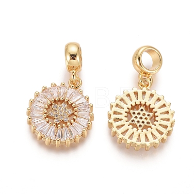 Brass Micro Pave Clear Cubic Zirconia European Dangle Charms OPDL-L016-01G-1