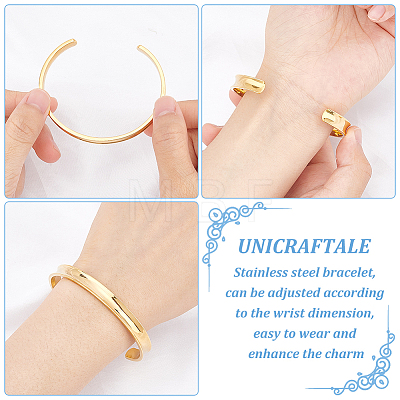 Unicraftale 3Pcs 3 Colors 304 Stainless Steel Grooved Open Cuff Bangle for Women BJEW-UN0001-33-1