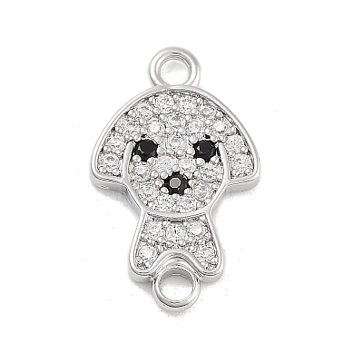 Brass Pave Clear & Black Cubic Zirconia Pet Puppy Connector Charms KK-Z061-01P-02-1