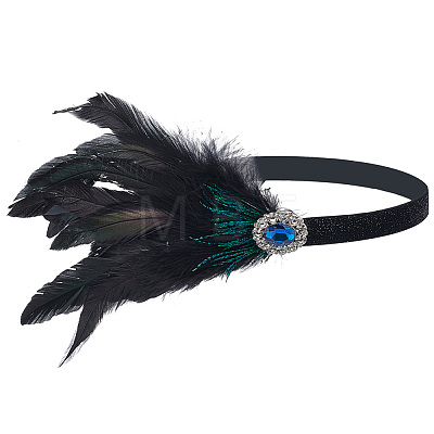 Elastic Feather Headbands OHAR-WH0036-02B-1