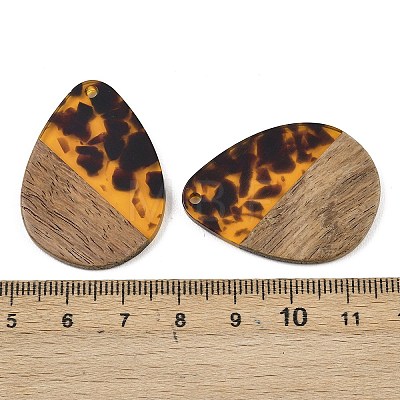 Transparwnt Resin & Walnut Wood Pendants RESI-I354-03E-1
