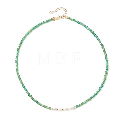 6Pcs 6 Colors White Round Shell Pearl and Glass Seed Beaded Necklaces NJEW-JN05738-1
