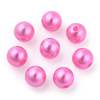 Spray Painted ABS Plastic Imitation Pearl Beads OACR-T015-05C-15-1