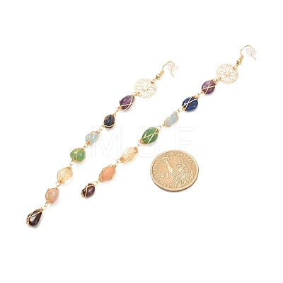 Natural Gemstone Nuggets Beads Dangle Earrings EJEW-JE04667-1