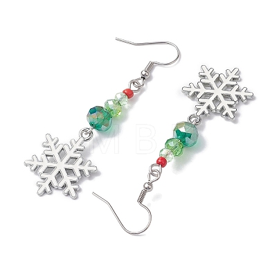 Christmas Theme Glass Dangle Earrings EJEW-TA00476-1