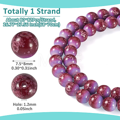 1 Strand Baking Paint Glass Beads Strands DGLA-TADJ0001-02B-1